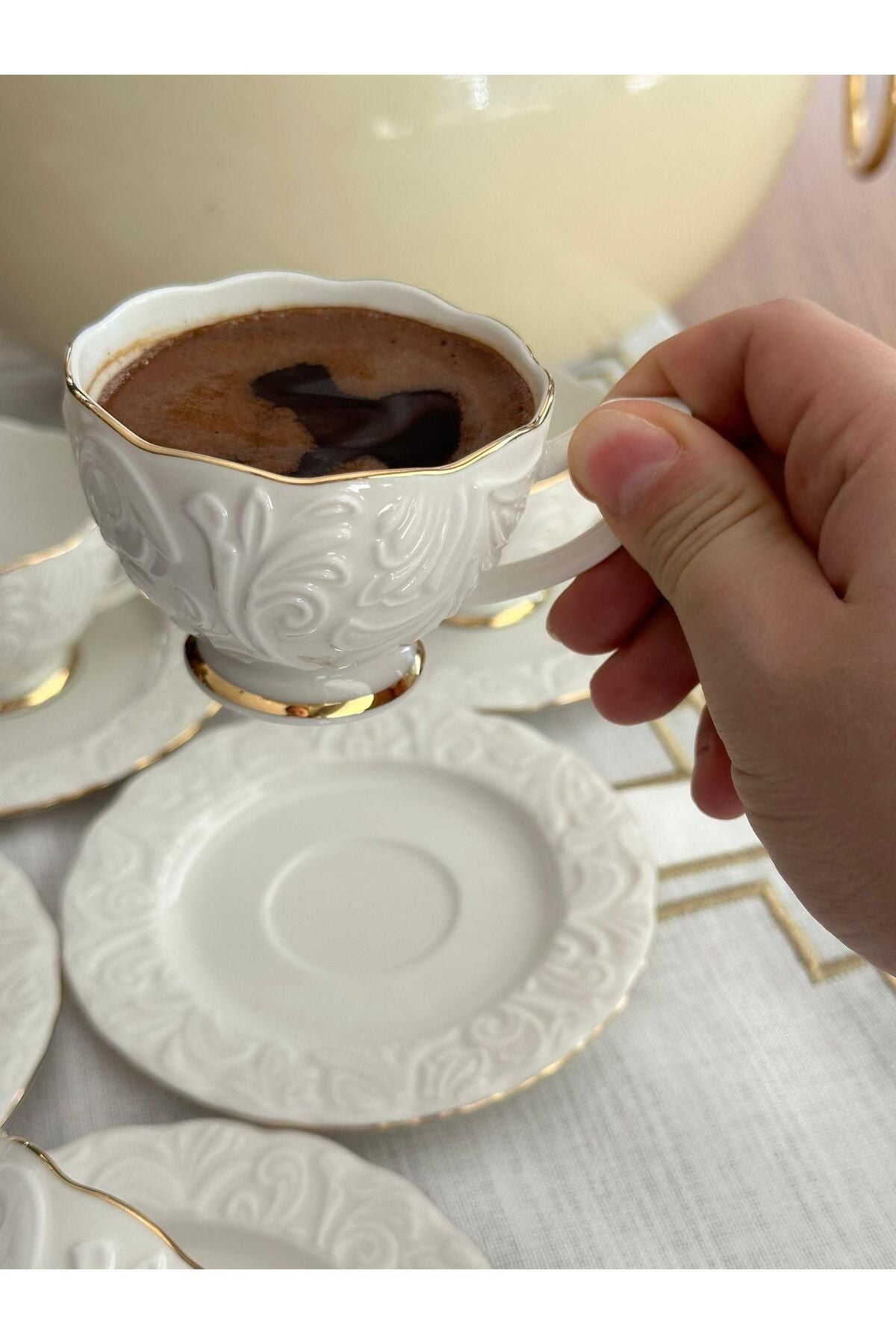 Türk Kahve Fincanı Rose 6 Kişilik 12 Parça
