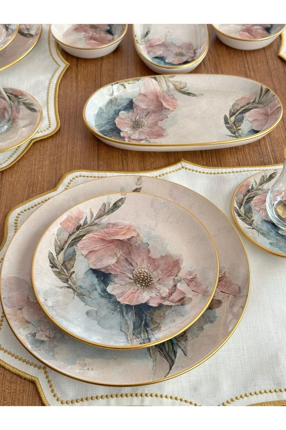 Kahvaltı Takımı 45 Parça 6 Kişilik Pink