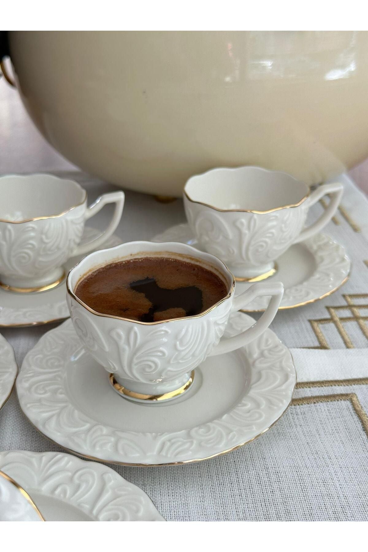 Türk Kahve Fincanı Rose 6 Kişilik 12 Parça