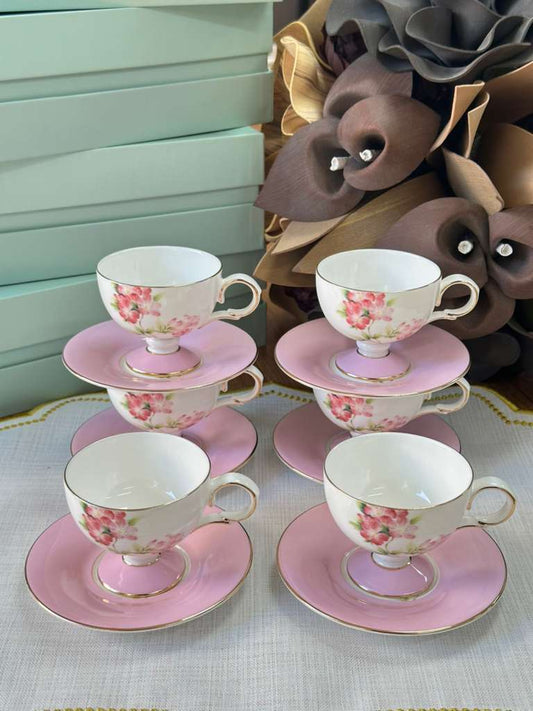 Türk Kahve Fincanı Veronica Blush 6 Kişilik 12 Parça