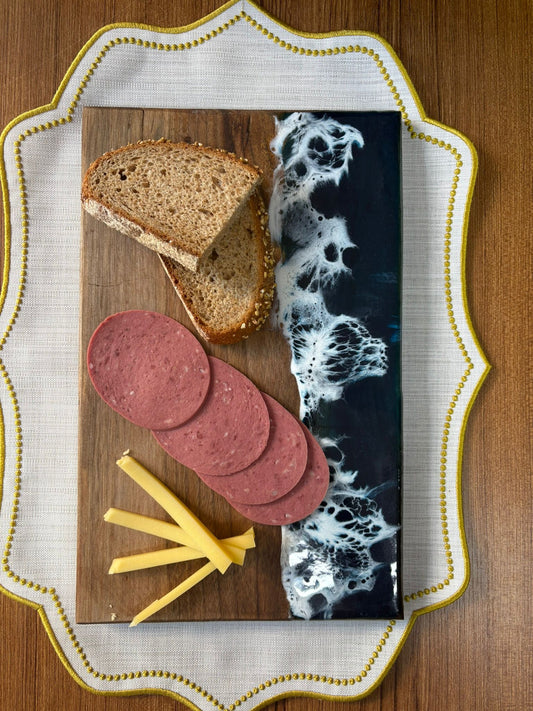 Okyanus Efektli Epoksi Kesme Tahtası /Sunum / Mutfak Gereçleri