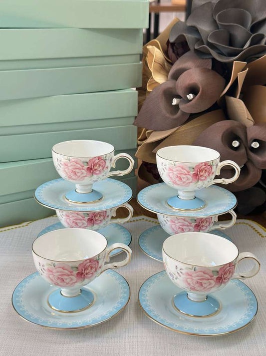 Türk Kahve Fincanı Veronica Azure 6 Kişilik 12 Parça