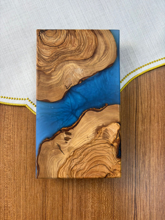 Ayaklı Dikdörtgen Epoksi Sunumluk Küçük Boy / Mavi / Orta Sunumluk