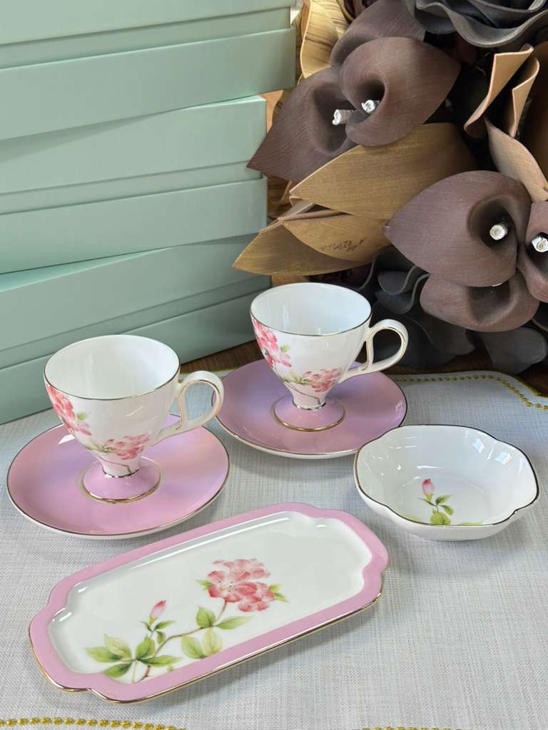 Türk Kahve Fincanı Veronica Blush 2 Kişilik 6 Parça / Lokumluk / Çerezlik