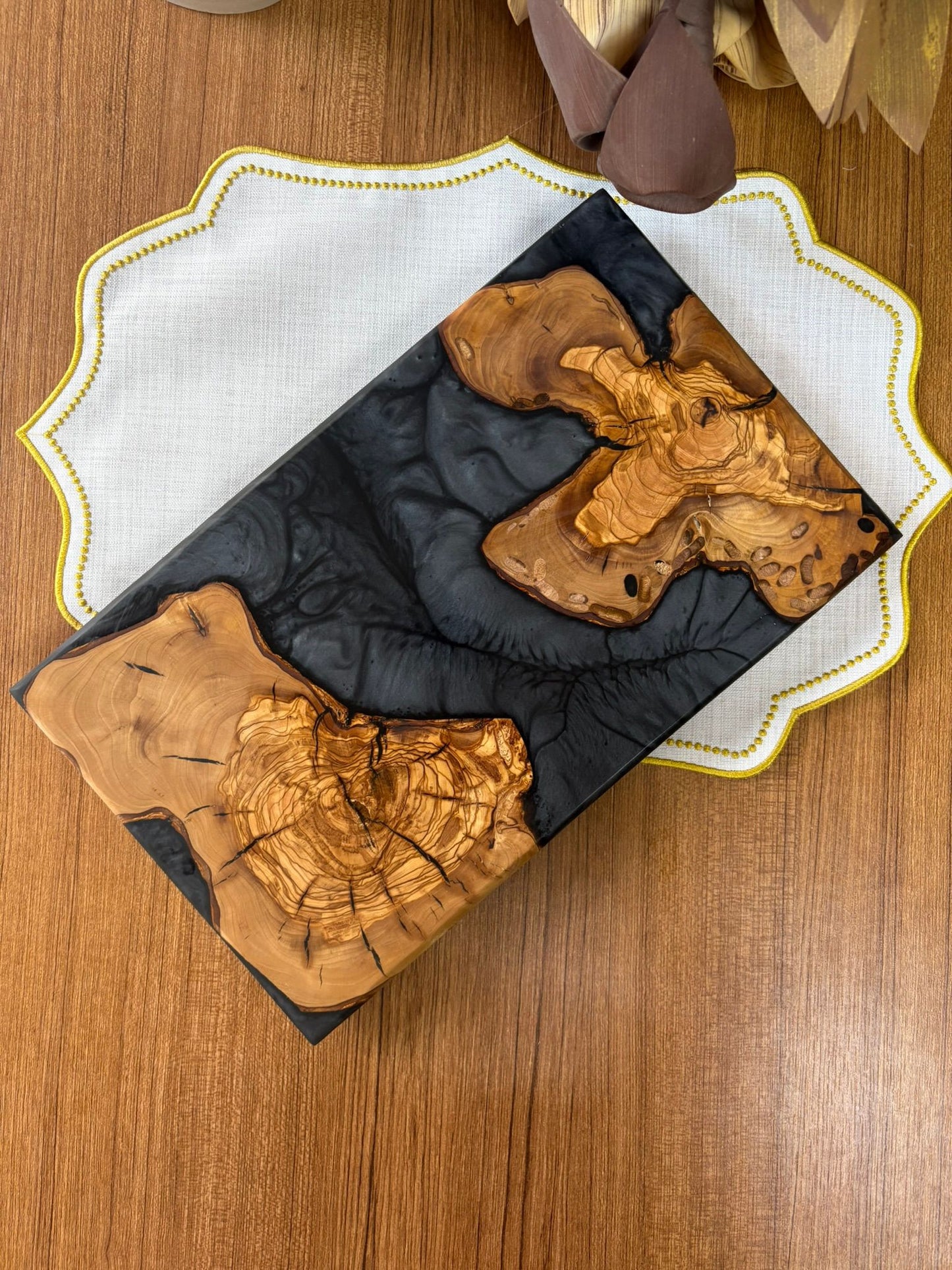 Ayaklı Dikdörtgen Epoksi Sunumluk Büyük Boy / Dark / Orta Sunumluk