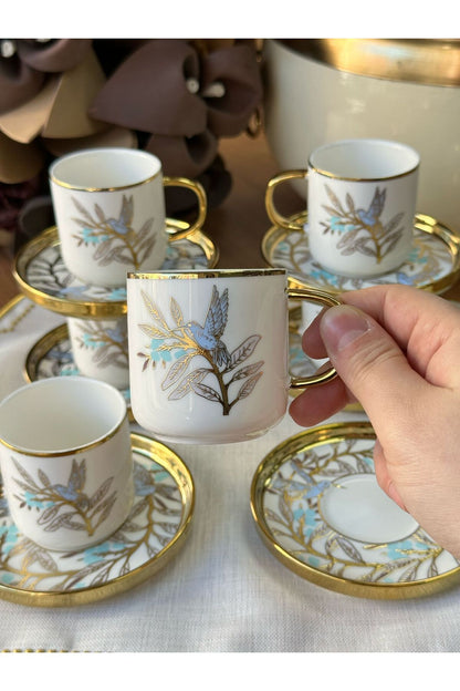 Türk Kahve Fincanı Bee Bird 6 Kişilik 12 Parça
