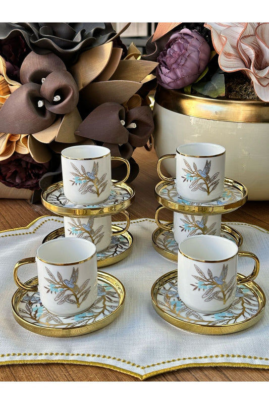 Türk Kahve Fincanı Bee Bird 6 Kişilik 12 Parça
