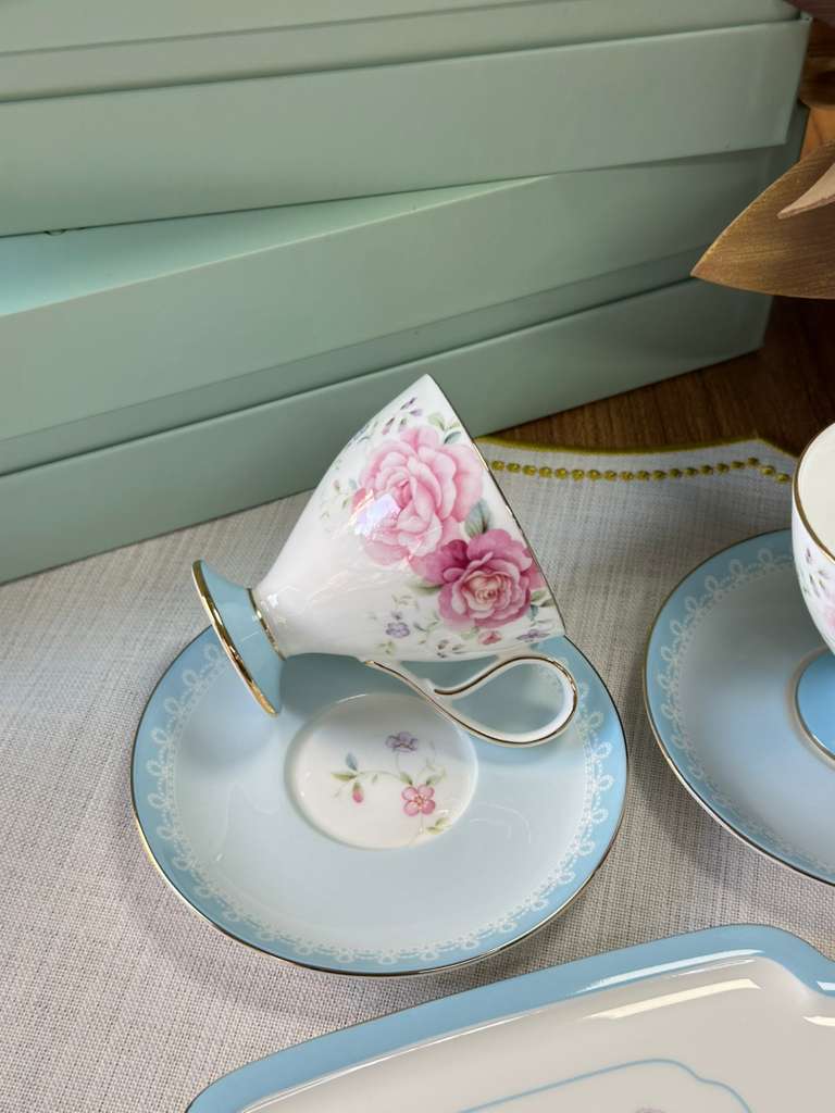 Türk Kahve Fincanı Veronica Azure 2 Kişilik 6 Parça / Lokumluk / Çerezlik