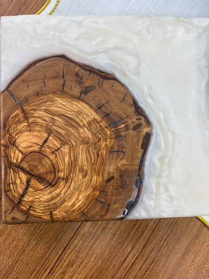 Ayaklı Dikdörtgen Epoksi Sunumluk Büyük Boy / Krem / Orta Sunumluk