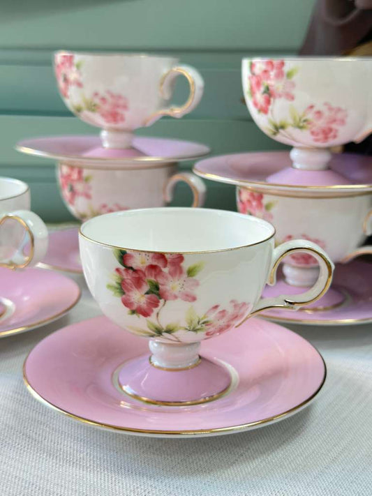 Türk Kahve Fincanı Veronica Blush 6 Kişilik 12 Parça