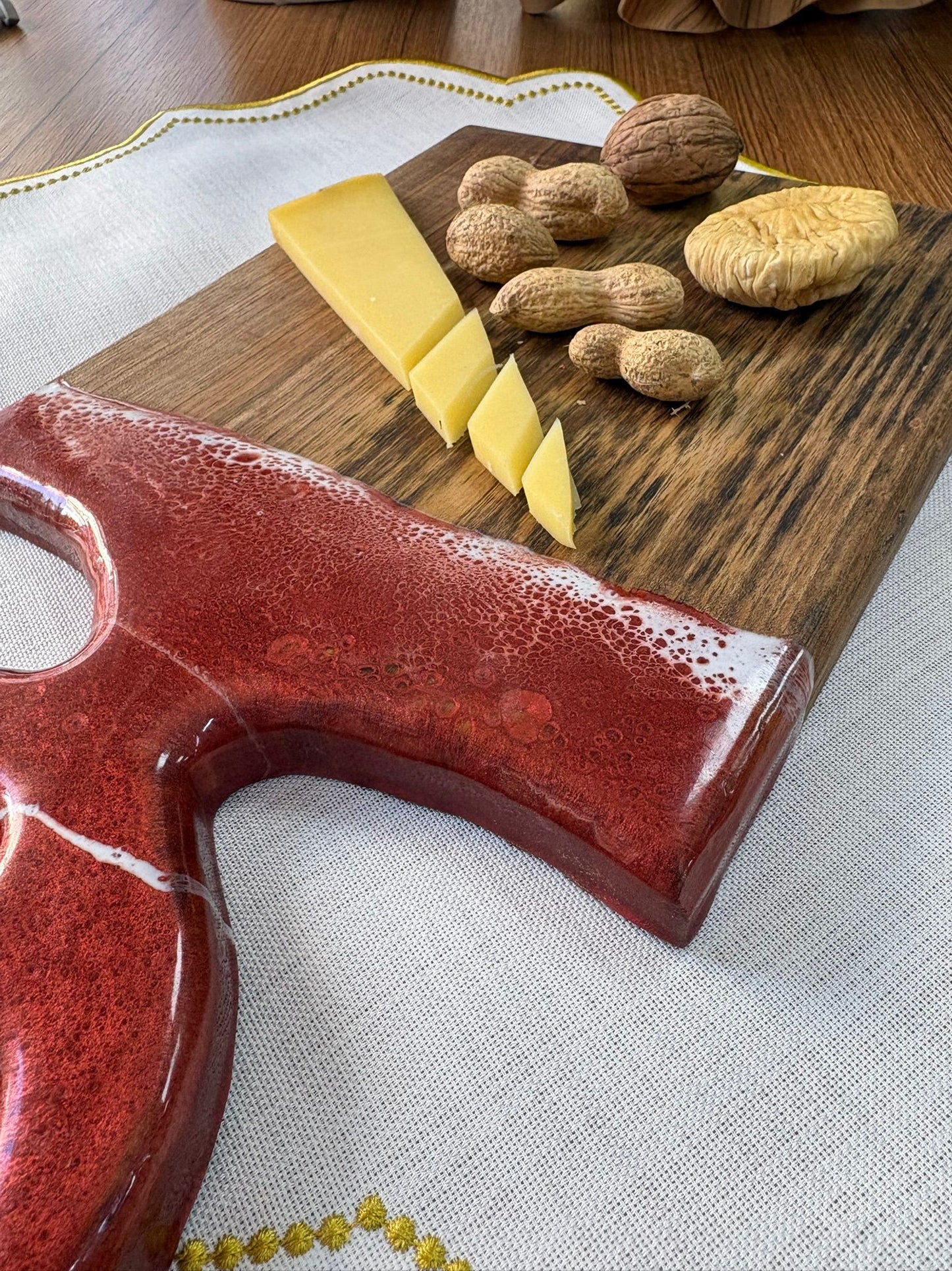 Yılbaşı Efektli Epoksi Kesme Tahtası /Sunum / Mutfak Gereçleri