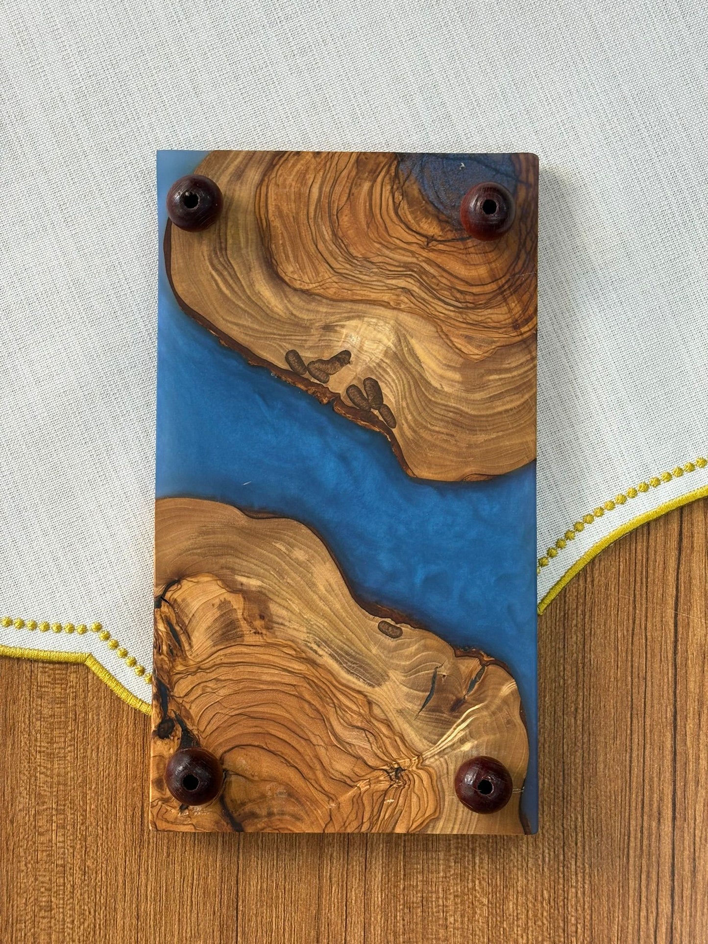 Ayaklı Dikdörtgen Epoksi Sunumluk Küçük Boy / Mavi / Orta Sunumluk