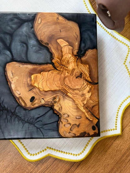 Ayaklı Dikdörtgen Epoksi Sunumluk Büyük Boy / Dark / Orta Sunumluk