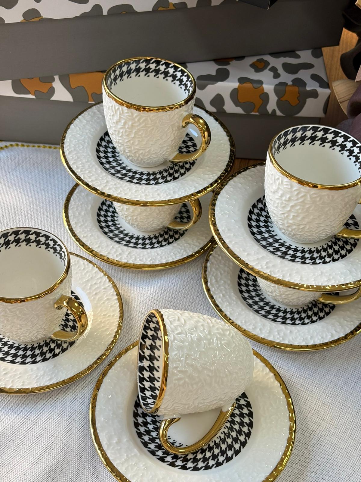 Türk Kahve Fincanı Amalfi 6 Kişilik 12 Parça / Gold