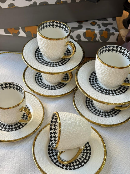 Türk Kahve Fincanı Amalfi 6 Kişilik 12 Parça / Gold