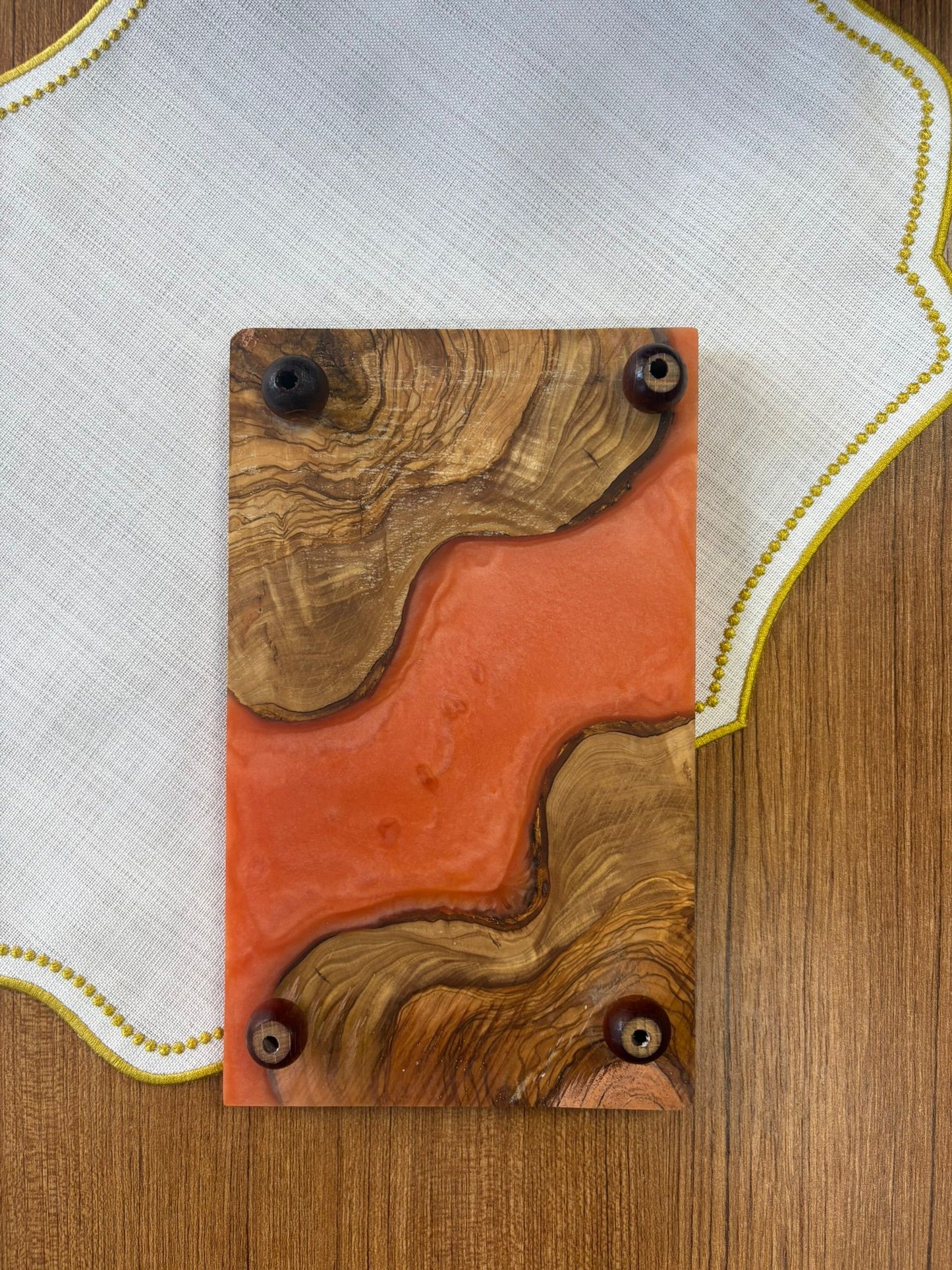 Ayaklı Dikdörtgen Epoksi Sunumluk Küçük Boy / Turuncu / Orta Sunumluk