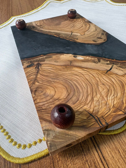 Ayaklı Dikdörtgen Epoksi Sunumluk Küçük Boy / Dark  / Orta Sunumluk