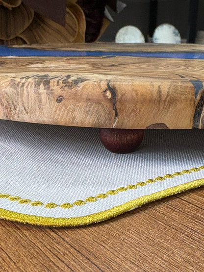 Doğal Efektli Yuvarlak Epoksi Sunumluk  / Mavi / Orta Sunumluk /Servis