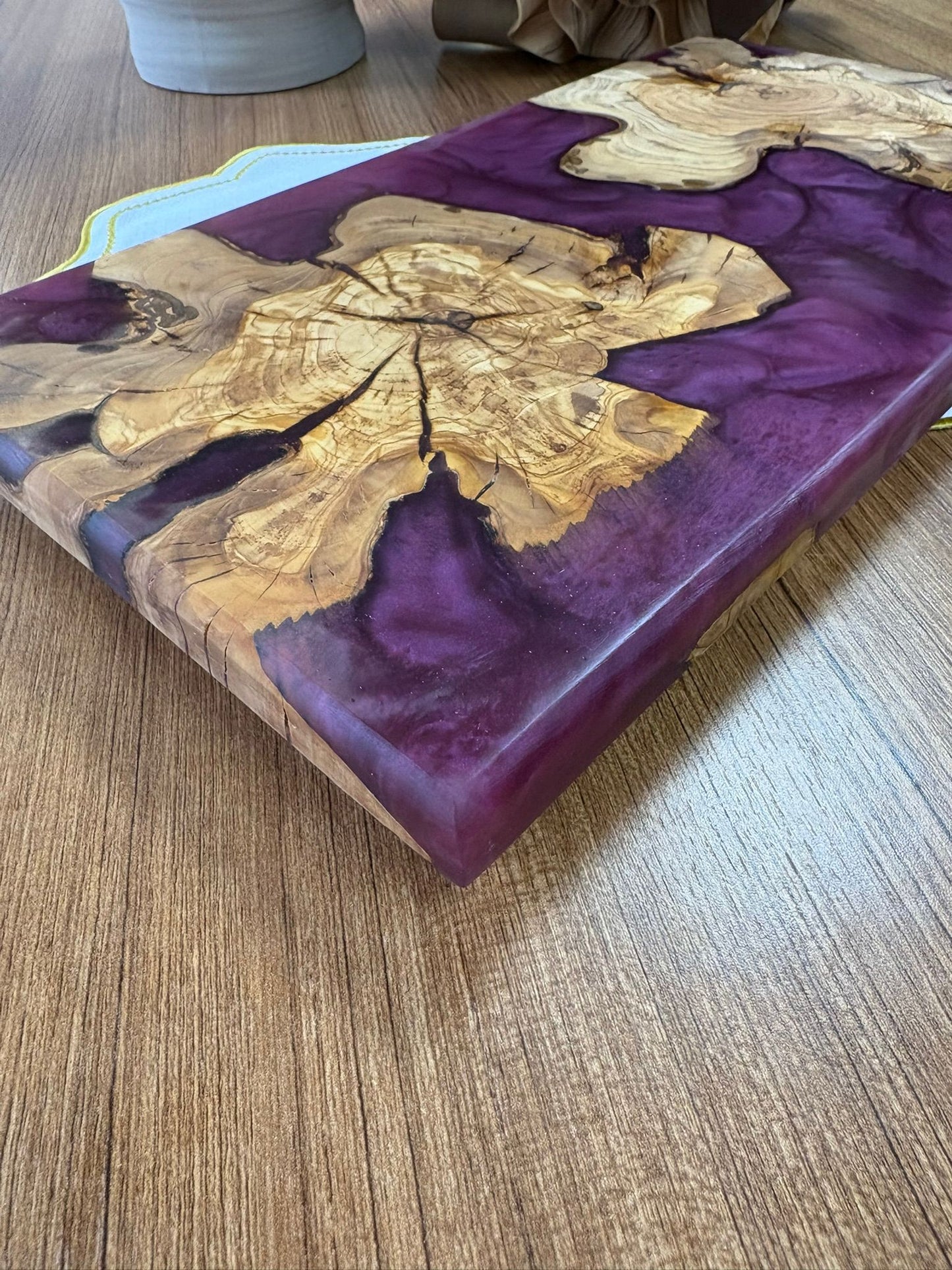 Ayaklı Dikdörtgen Epoksi Sunumluk Büyük Boy / Mürdüm / Orta Sunumluk