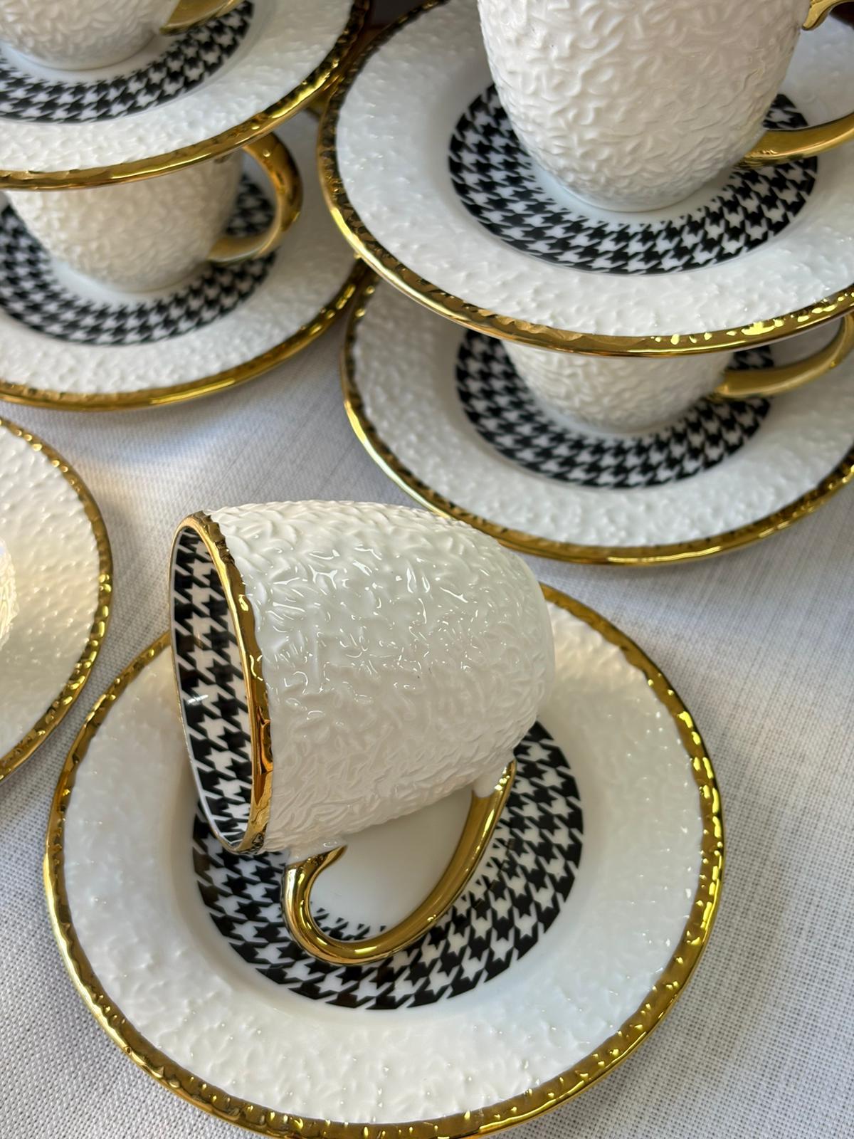 Türk Kahve Fincanı Amalfi 6 Kişilik 12 Parça / Gold