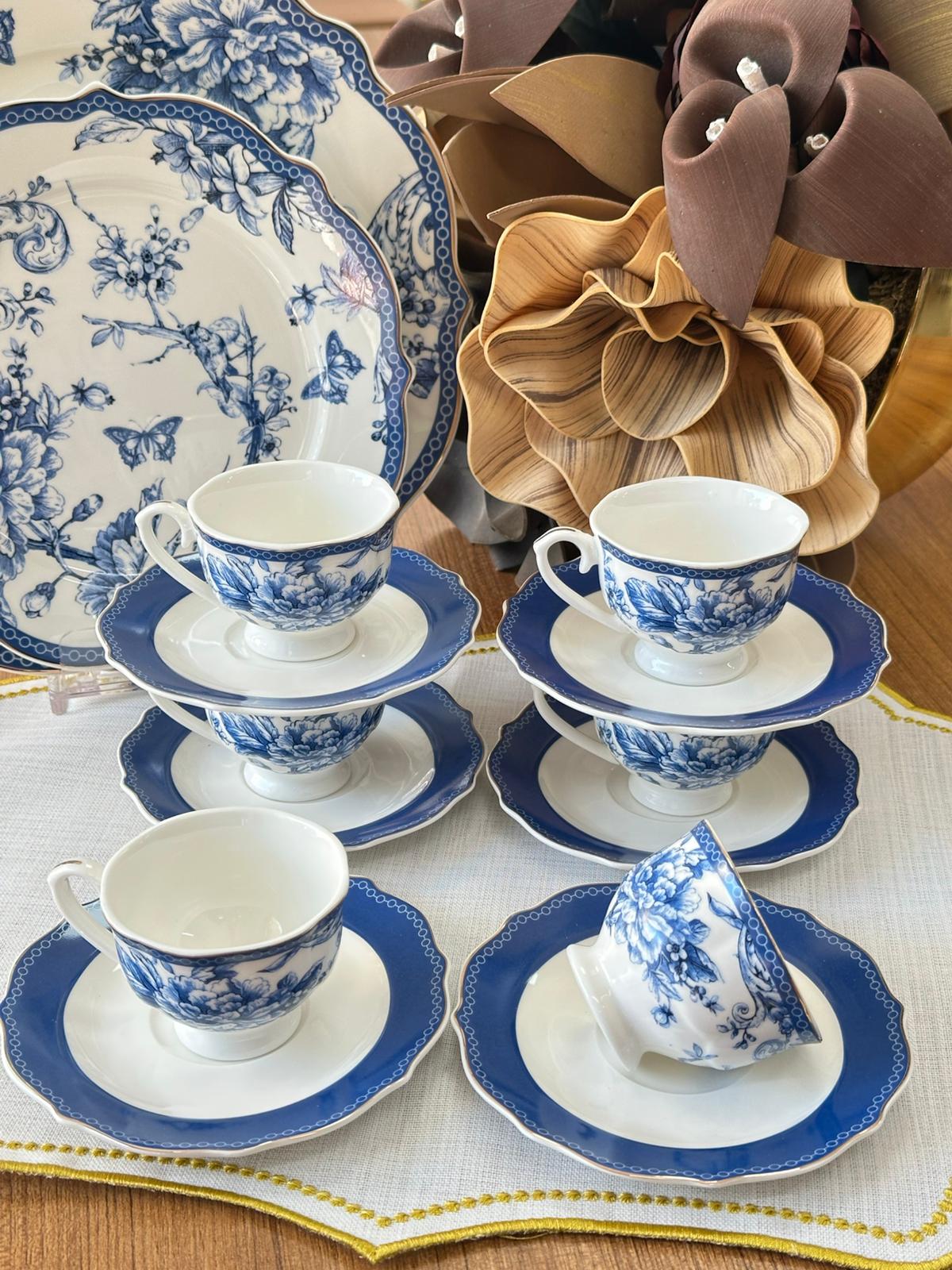 Türk Kahve Fincanı Blue Life 6 Kişilik 12 Parça