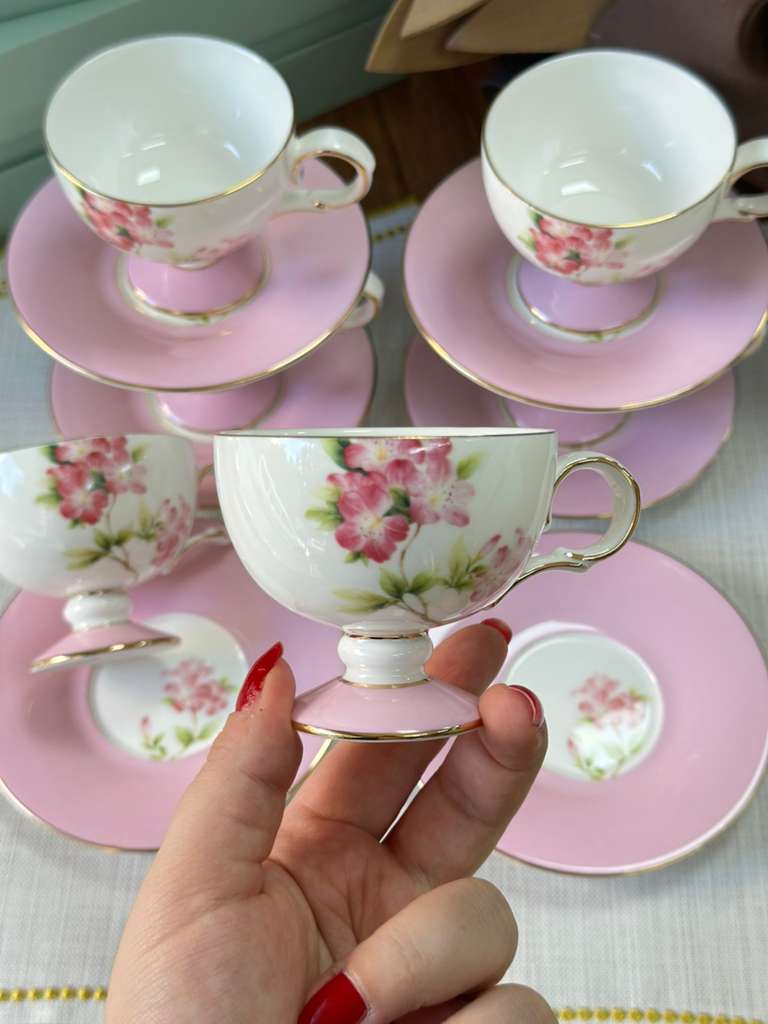 Türk Kahve Fincanı Veronica Blush 6 Kişilik 12 Parça