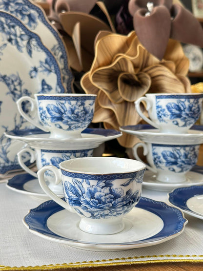 Türk Kahve Fincanı Blue Life 6 Kişilik 12 Parça