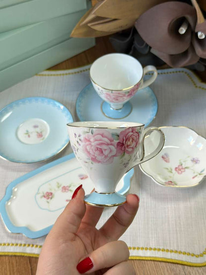 Türk Kahve Fincanı Veronica Azure 2 Kişilik 6 Parça / Lokumluk / Çerezlik