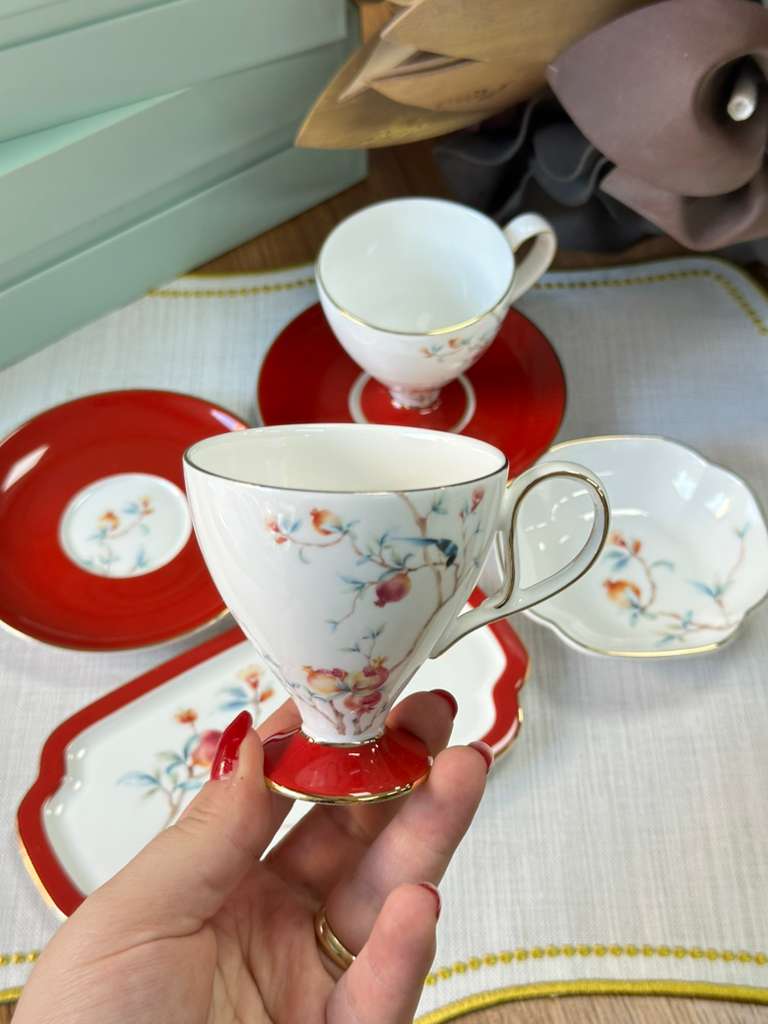 Türk Kahve Fincanı Veronica Amour 2 Kişilik 6 Parça / Lokumluk / Çerezlik