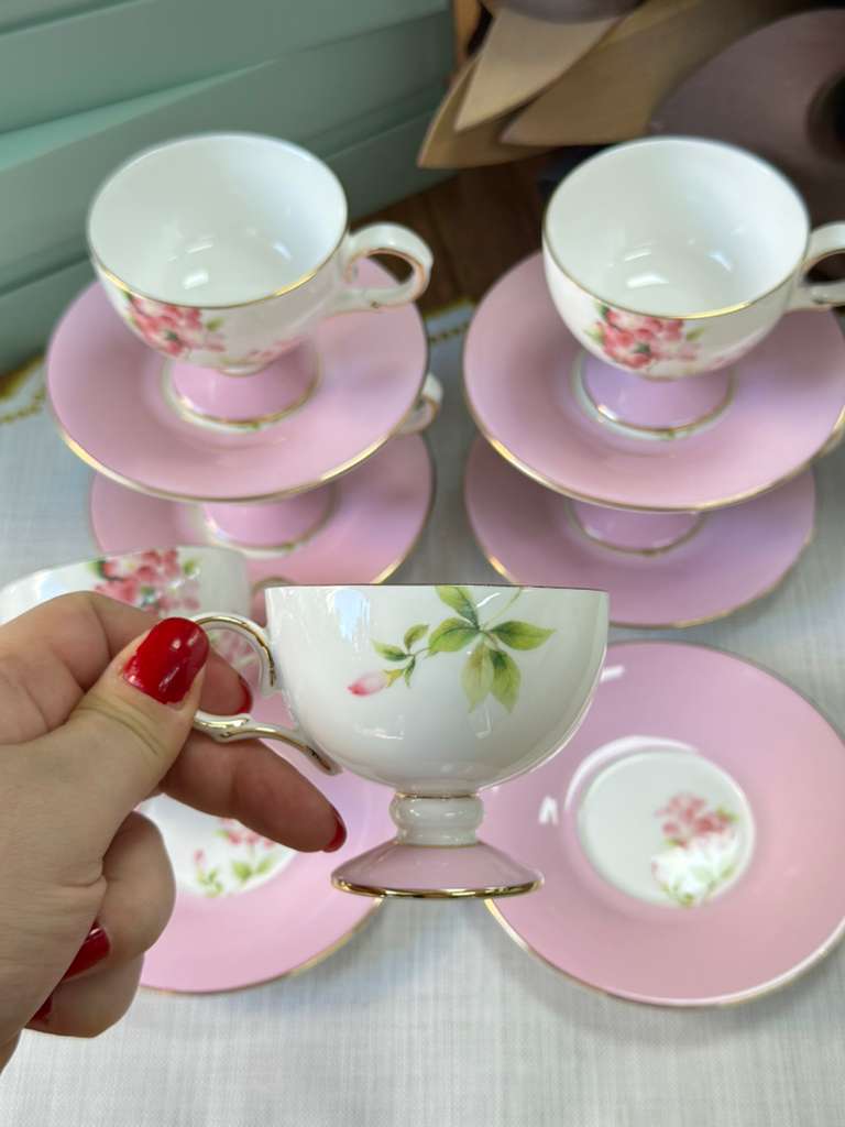 Türk Kahve Fincanı Veronica Blush 6 Kişilik 12 Parça