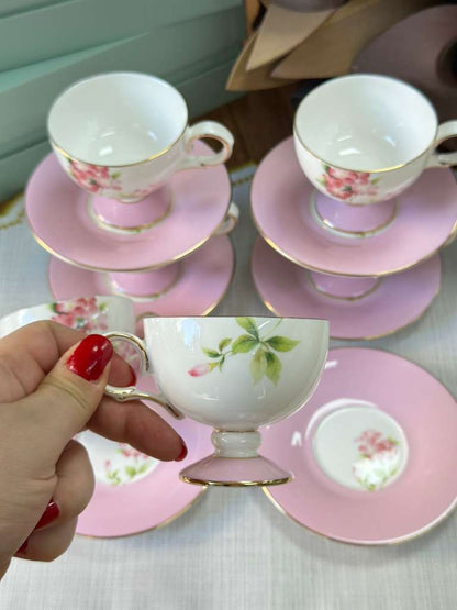 Türk Kahve Fincanı Veronica Blush 6 Kişilik 12 Parça