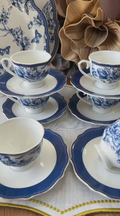 Türk Kahve Fincanı Blue Life 6 Kişilik 12 Parça